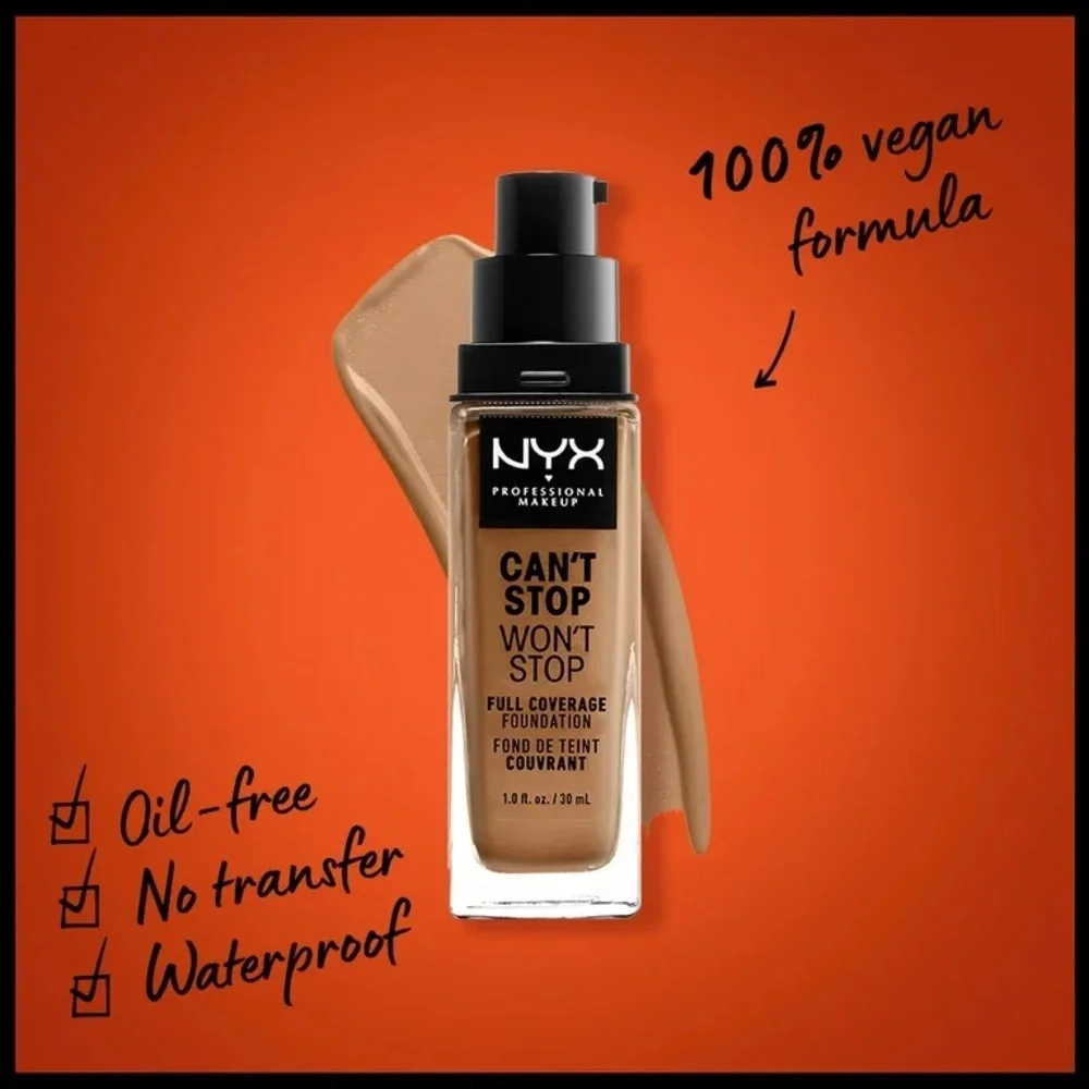 NYX Can't Stop Won't Stop 24hr Full Coverage Liquid Foundation Golden Honey, NEW - Picture 2 of 10